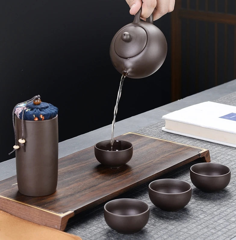 Luxury Gift Box Porcelain Tea Teapots Heat Resistant Tea Set 4 Cups Portable Travel Ceramic Teapot Set
